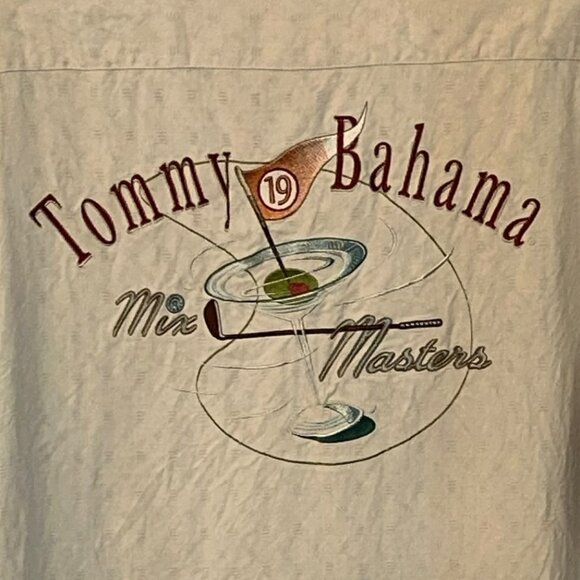 Tommy Bahama Short Sleeve Silk Button‎ Up Shirt Tan Vacation Summer Golf XL - Picture 4 of 7